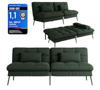 COMHOMA Canapé-lit avec Fonction de Couchage - Housse futon Convertible - Canapé d'angle 3 Places - avec Dossier réglable en Tissu Vert