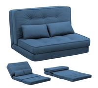 COMHOMA Canapé-lit pliant, 3-en-1 avec dossier réglable à 6 niveaux, 2 coussins lombaires, convient pour salon, chambre et camping, Bleu