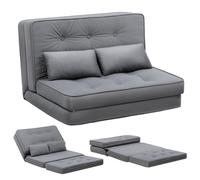 COMHOMA Canapé-lit pliant, 3-en-1 avec dossier réglable à 6 niveaux, 3 coussins lombaires, convient pour salon, chambre et camping, gris