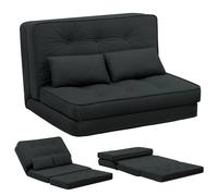 COMHOMA Canapé-lit pliant, 3-en-1 avec dossier réglable à 6 niveaux, 3 coussins lombaires, convient pour salon, chambre et camping, noir
