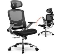 COMHOMA Chaise Bureau, Chaise de Bureau Ergonomique en Maille, Accoudoirs 4D, Dossier Haut avec Fonction Bascule et Verrouillage (90-125°), Assise Extra Large, Capacité de Charge 180 kg, Noir