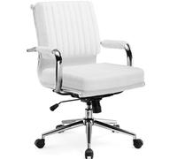 COMHOMA Chaise Bureau, Ergonomique Fauteuil de Bureau en Velours, Chaise Coiffeuse en Cachemire pour la Chambre, Siège Pivotant Réglable en Hauteur pour Ordinateur (Blanc-Teddy)