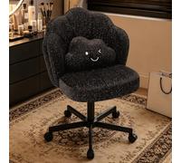 COMHOMA Chaise Coiffeuse en Forme de Pétale, Chaise de Bureau avec Dossier Double Couche et Coussin Lombaire Nuage,Chaise Ergonomique pour Bureau,Chambre,Réglable, Pivotant,en Chenille Miroitante,Noir