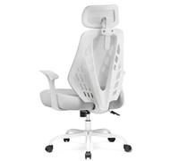 COMHOMA Chaise de Bureau Ergonomique avec accoudoirs, Maille Respirante, Dossier en Forme de V, réglable, Fonction basculante, siège en Mousse, roulettes silencieuses, Supporte 150 kg, Gris