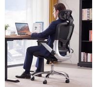 COMHOMA Chaise de Bureau Ergonomique avec Maille, Appui-tête 2D, accoudoirs 4D, Dossier Haut avec Bascule et Blocage (90-125°), Assise Extra Large, Charge maximale 200 kg, Noir