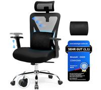 COMHOMA Chaise de Bureau Ergonomique [vainqueur du Test] - avec Appui-tête 3D et Support Lombaire 3D - Accoudoirs réglables - Chaise de Bureau avec Fonction Bascule et Inclinaison