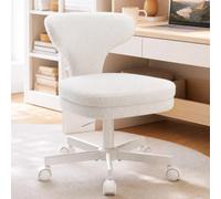 COMHOMA Chaise de coiffeuse à roulettes avec dossier enveloppant et coussin d'assise double couche, chaise pivotante réglable en hauteur, jolie chaise de bureau pour chambre à coucher, bureau à