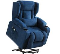 COMHOMA Chaise de repos avec revêtement en tissu, chaise électrique avec aide au levage, chaise TV avec fonction d'inclinaison, bleu tissu