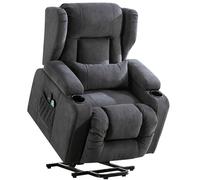 COMHOMA Chaise de repos électrique avec revêtement en tissu, chaise TV avec aide au levage et fonction d'inclinaison, gris tissu
