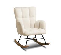 Comhoma Fauteuil de relaxation avec accoudoirs, fauteuil club en peluche teddy, fauteuil à bascule, charge maximale 150 kg, chaise longue pour jardin, salon, design élégant Beige