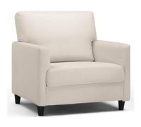 COMHOMA Fauteuil Salon, Fauteuil Relax, Chaise Longue, avec Accoudoirs et Dos épais, Siège Rembourré, Fauteuils Rembourré Sac à Ressorts Simple Salon Chambre Home Cinéma, en Lin Blanc