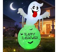 COMIN Fantôme gonflable d'Halloween de 1,8 m dans une bouteille, décoration de cour gonflable avec lumières LED intégrées, pour intérieur ou extérieur, jardin, pelouse, fête de vacances