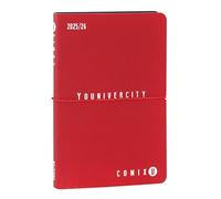 Comix U YOUNIVERCITY Agenda hebdomadaire 2025-2026 Agenda 13 mois avec couverture souple en PU, élastique, 224 pages, idéal pour l'université 11,8 x 18 cm, rouge