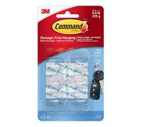Command 17006CLR 17006CLR Lot de 6 mini crochets en plastique avec 8 bandes amovibles Transparent 225 g
