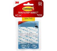 Command 17006CLR-VP Petits crochets métalliques avec bandes adhésives Transparent