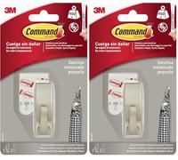 Command 3M MR01-BN Crochet métallique couleur nickel poli avec reflets modernes Petit (Lot de 2)