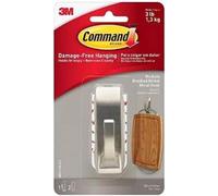Command 3M MR02-BN Crochet métallique de couleur nickel poli avec reflets modernes moyen