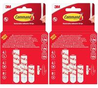 Command Assortiment de Languettes Adhésives de Recharge - 8 Petites, 4 Moyennes, 4 Grandes - Sans Outils - Fixation sans Dommage (Lot de 2)