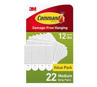 Command Bandes de suspension pour tableaux de taille moyenne amovibles, 22 pairs (blanc)
