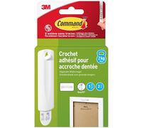 Command Crochet Accroche Adhésive pour Tableaux, Blanc - 1 Crochet, 2 Languettes - Résistant à l'eau - Accrochage Sans Dommage, 2kg