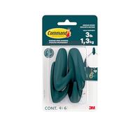Command Crochet design moyen 17081TT-4EF, Bleu Sarcelle, 4 crochets + 6 languettes/pack