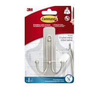 3M Crochet double Command Grand modèle Nickel satiné - 1 crochet, 2 languettes, 1,8 kg