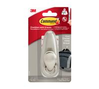 3M Command – Grand crochet métallique nickel brossé, 2 languettes, 2,2 kg, accrochage sans dommage