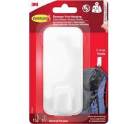 Command Crochet utilitaire XL pour poids lourds - 1 crochet en blanc et 2 bandes adhésives pour intérieur et autres articles jusqu'à 4,5 kg - Pas de clous, pas de trous, pas de perçage