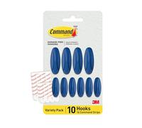 Command Crochets Adhésifs Couleur Bleu Arctique - 10 crochets (4 grands, 6 moyens) & 16 languettes adhésives (8 grandes, 8 moyennes) - Accrochez, décorez & organiser sans dommage