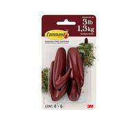 Command Crochets de créateur de taille moyenne, rouge vin chaud, 4 crochets, 6 bandes, suspension sans dommages, avec adhésif, sans outils, idéal pour accrocher la décoration de la maison, peut