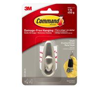 Command FC11-BN Lot de 2 petits crochets en nickel brossé avec bandes (1 crochet et 2 petites bandes adhésives)