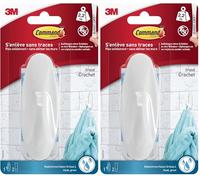 Command Grand Crochet Design Plastique Blanc avec Languettes Résistantes à l'Eau, 1 Grand Crochet Blanc 2 Languettes, 2,3 kg (Lot de 2)