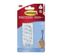 Command Grand crochet, lot de 1 crochet et 2 bandes adhésives, transparent, suspension sans dommages, peut supporter jusqu'à 1,8 kg