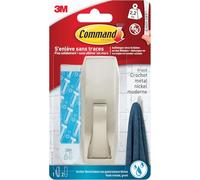 3M Command – Crochet adhésif métal gris – 1 crochet, jusqu'à 2,2 kg, sans outils