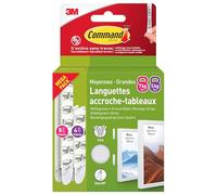 Command Languettes Accroches Tableaux Moyen et Grand Modèles, Blanc, 8 x 2 L + 4 X 2 M Languettes Adhésives - Fixation sans Dommage