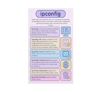 Command Line Reference Poster IPConfig Network Troubleshooting Canvas Wall-Art for Server Room Decor IT Office Tech Admin Cheat Sheet Wall-Art(Unframed,16x24inch(40x60cm))