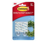Command Lot de 2 crochets moyens et 4 bandes adhésives, transparents, sans dommages, peut contenir jusqu'à 900 g