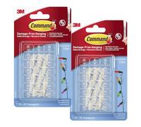 Command Lot de 20 mini crochets et 24 petites bandes, crochets transparents à coller pour suspendre des guirlandes lumineuses et des décorations de Noël | Crochet mural amovible transparent adhésif