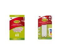 Command Petites bandes pour affiches 60 Strips & Bandes de Suspension pour Grandes Photos, Pack de 4x2 Bandes Adhésives, Blanc - Fixation sans Dommage - Pour Posters, Cadres et Miroirs