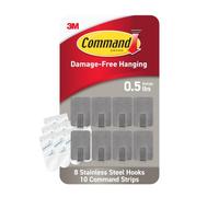 Command Petits crochets métalliques en acier inoxydable 8 crochets, 10 bandes, parfaits pour la décoration de dortoir