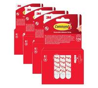 Command Recharge de Languettes Adhésives - 8 Bandes Moyennes, Blanc - Sans Outils - Fixation Sans Dommage (Lot de 4)