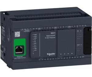 Commande API Schneider Electric, Modicon M241, 24 E/S, Ethernet, 2x Modbus, 24 VCC, transistor source, bornes à vis TM241CE24T