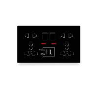 Commande de Commutation Universelle à Double Prise, 13A Interface de Charge Rapide Intelligente, Prise Murale de Recharge Rapide de Type C 18w, Prise de Port USB de Type C (Noir)