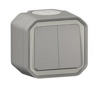 Double Interrupteur ou va et vient 3 fonctions LEGRAND étanche Plexo Anthracite 10A 250~ IP55 IK08 livré complet pour saillie