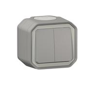 Commande double 3 fonctions complet saillie étanche - Plexo - Gris LEGRAND