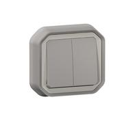 Legrand Commande double Plexo 069815l – 3 fonctions, encastré étanche 10a, gris