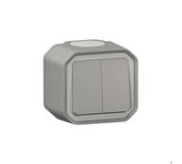 Commande double 3 fonctions complet saillie étanche - Plexo - Gris LEGRAND