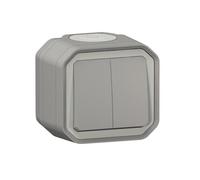 Commande double interrupteur ou poussoir Plexo complet saillie gris (069715L)