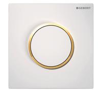 Commande d'urinoir Geberit avec déclenchement pneumatique de la chasse d'eau, plaque d'actionnement de type 10, 116015KK1, Couleur: blanc / plaqué or - CM