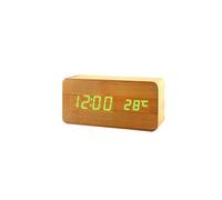Commande Vocale Calendrier Thermomètre Numérique Led Alarme Horloge en Bois Usb / Aaa Orange PL196